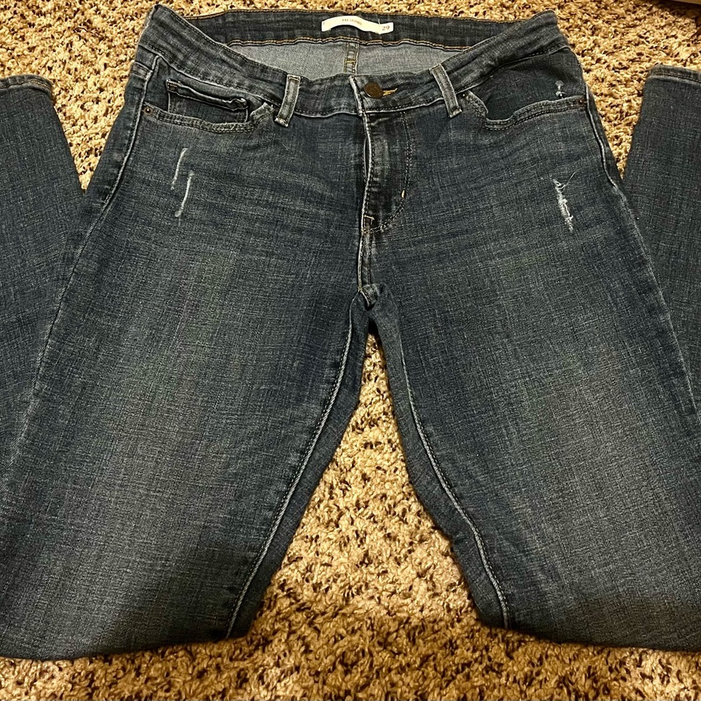 Levi's Blue Jeggings with Distressed Details